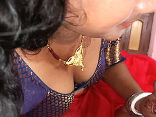 Hot newly married housewife in red saree having sex for the first time with her brother-in-law