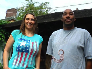 Curvy brunette rides on big black cock to satisfy her wet pussy