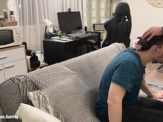 Straight Married Broker Texted Mike During Work - a Dominant Couch Hookup Followed