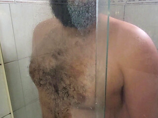luksmen1 gainer Cum on the shower screen, belly, jerk, mirror, cum in glass