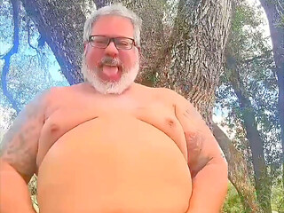 Naked Dancing Bear in the Wilderness Showing His Hole