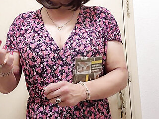 Crossdresser smoking and getting hard
