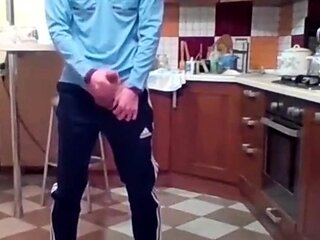 Cumming in my New Kitchen with my Big Cock