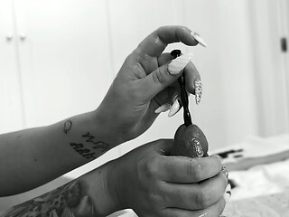 Femdom. a Busty Dominatrix Inserts Dilators Into a Stretch-wrapped Sex Slave'_s Urethra Until He Orgasms