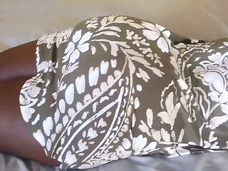 Spying a Sexy African Milf in dress with no underwear fucked by Stepdad