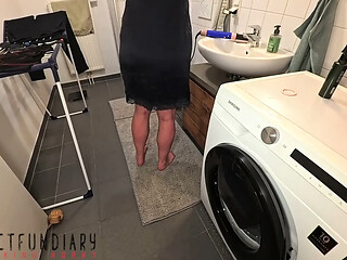 Blue Satin Girl Next Door has Barefoot Bathroom Fuck, projectfundiary