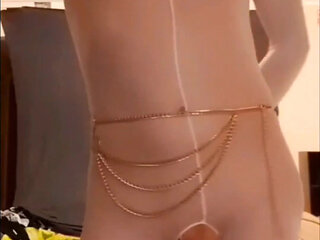 Bodysuit wand insertion to big cum leakage