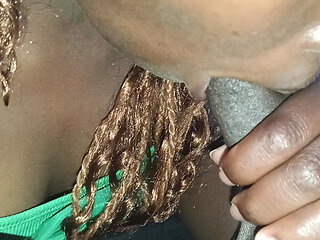 Ebony blowjob On a massive black dick