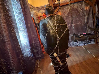 Final Part:- Domina Satana & Bag Man in Chains and Pallets Wrap