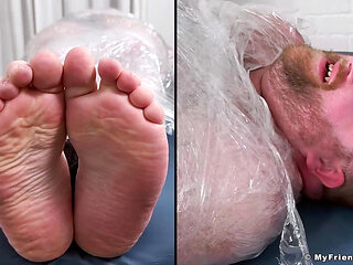 MyFriendsFeet: Tommy Bearhama gets mummified and giggles with feet tickles