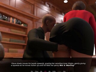 Busty MILF gets a surprise at work in POV 3D game