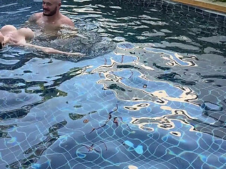 Pool Day: Busty Wife Having Fun with Her Lover. Big Tits, Sun and Big Cock