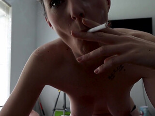 Smoking Blowjob with Foreskin Play & Tit Cumshot