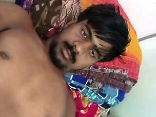The man is masturbating at home