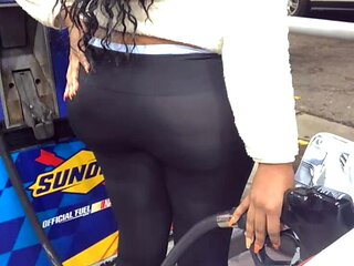 Fat ass brunette teases with her booty