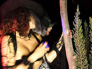 Italian Halloween Night with LadyAna - Big Tits Blowjob & Anal Doggy Style Outdoor