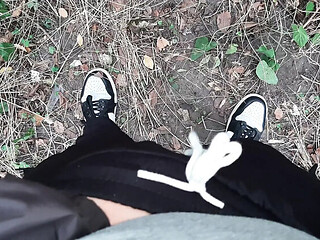 Risky lesbian masturbation in the forest with real orgasm
