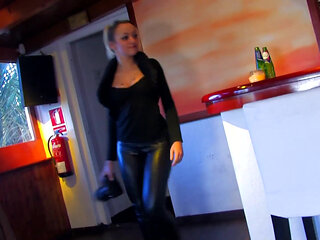 Sexy brunette picked up and gets casual sex in a bar