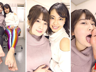 Grimy Feet, Black Dirt-crusted Toes: Maina Yuuri Worships Fuuka Naganos Filthy Soles During an Office Leggings Try-on
