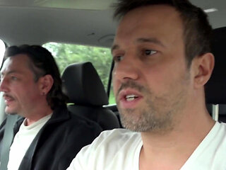 Tattooed German MILF presents car fuck with facial ending on the casting