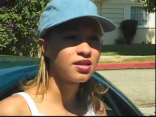 Young girl with hairy pussy fucked doggystyle in a garden