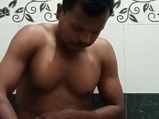 Indian man shave his balls and and play