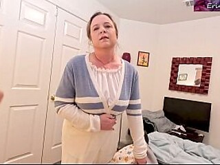 Amateur stepmom lets horny stepson ride her while just using his tip.