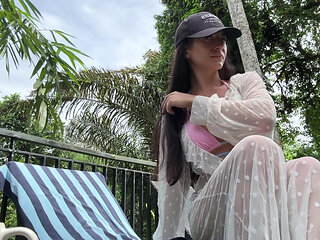 Bikini and Seethrough Cover-Up Tease on My Balcony