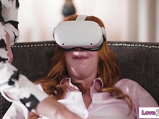 Employees secretly help milf get the best VR sexual orgasm