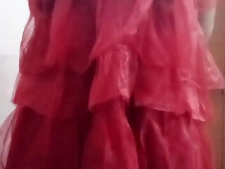 Indian Gay Crossdresser Gaurisissy Real XXX Homemade Sex in Red Lehenga