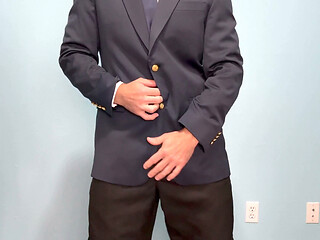Business Man Strip Tease and Jack off