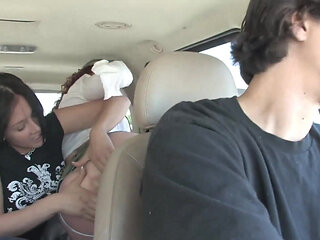 Sensual redhead penetrated by two