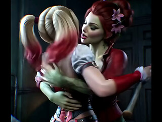 Poison Ivy x Harley Quinn lesbian action (AI generated)