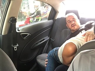 Petite nerdy girl gives mind-blowing blowjob in Uber's back seat