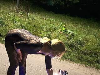 Cute Blonde Street Whore Lets Every Hole Get Fucked on the Street
