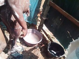 Hot Kenyan Maid Takes Big Dick Doggy Style in Shower