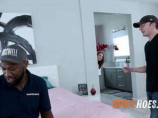 Brunette Wife Fucking With Other Guy In Front Of Her Husband on occasion and gives him the privilege to jerk