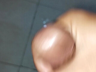 Jerking in the bathroom