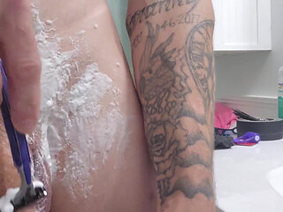 Solo Male Shaving in Shower! Where Are All the Woman??
