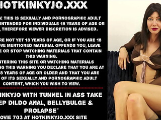 Hotkinkyjo with tunnel in ass take deep dildo anal, bellybulge &amp_ prolapse