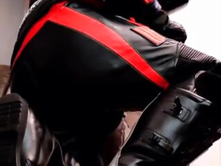 Chubby Bear Biker Leather Moto Suit Helmet