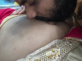 Red Half Saree Navel Lick Romance