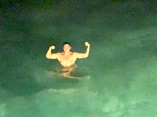 Naked Island Girl Ocean Swimming