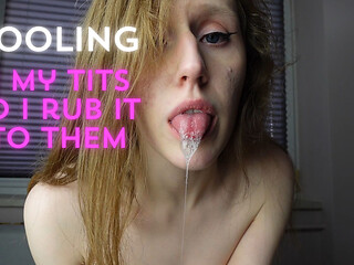 Drooling on My Small Tits and I Rub It Into Them