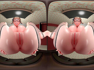 Guestoy - VR Edition. Final trailer (released). Busty alt teen with glasses facesitting and spitting. POV.