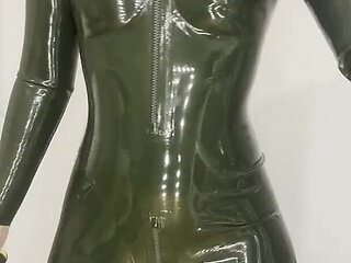 Gagged Latex Girl Tapes Her Mouth and Had an Intense Orgasm