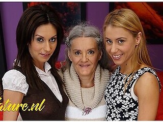 Nikky Thorne And Tattooed Teen In Naughty Grandma Having Fun With Her 2 Stepdaughters
