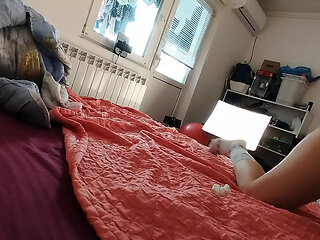 Naughty sexy milf tries on naked clothes. Latin hairy pussy tries on clothes in bed.