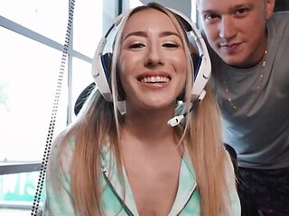 Sweet teen fucks her stepbrother for fun on a live stream