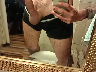 Dick flash at the mirror